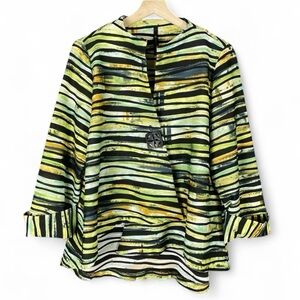 IC By Connie K Women’s Abstract Watercolor Art Textured Cuffed Stretch Blazer